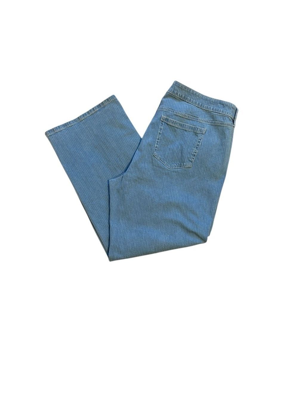Torrid Mid Rise Vintage Stretch Jeans Wide Leg Striped Denim Blue Size 18 New - Picture 5 of 7